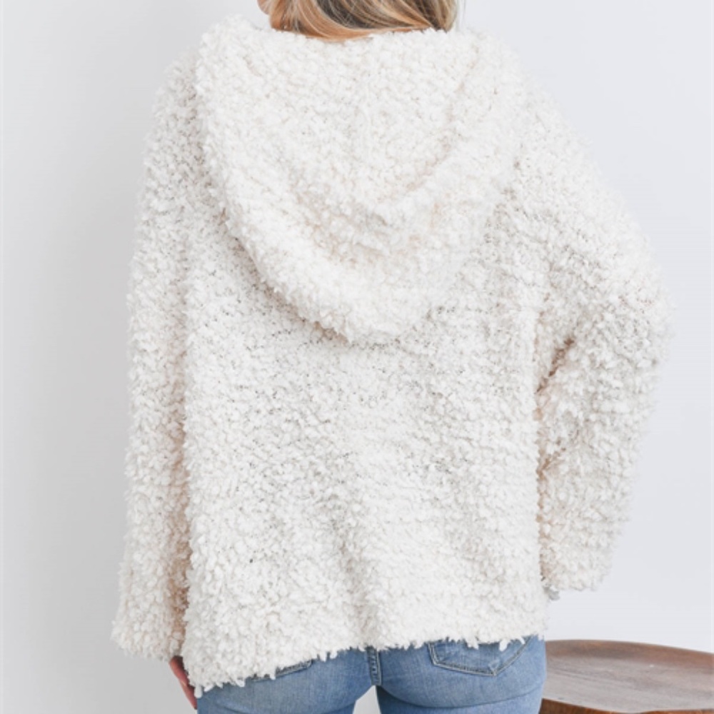 Ivory Hooded Fuzzy Sweater - Picture 4 of 10